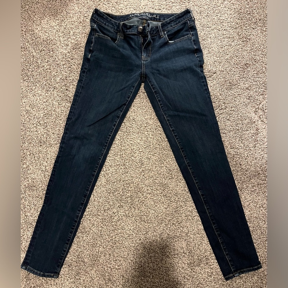 American Eagle super stretch skinny jeans, size 10 long. 29.5 inch inseam.
